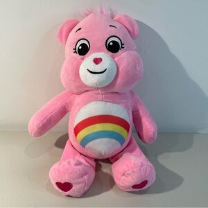 2024 Basic Fun! 15 Inch Care Bear Cheer Bear Rainbow Belly Pink Plush, Excellent